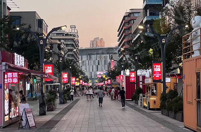 黃岡步行街的壓鑄材質(zhì)燈桿屏